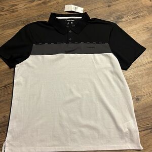 Calvin Klein Black, Gray & White Polo Shirt NWT Men’s XL